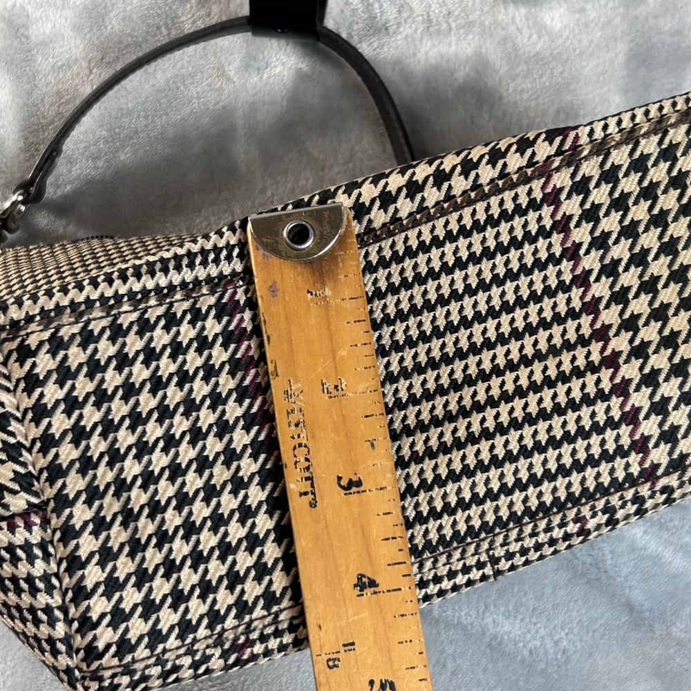 Lauren Ralph Lauren Y2K Houndstooth Hobo Shoulder Bag Tan Black Burgundy - Picture 9 of 10